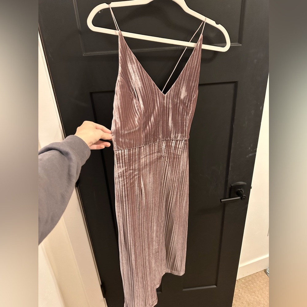 Pink velvet strappy dress. Brand is Black Swan. Size L